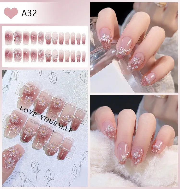 Pink Moon Star Coffin Nails