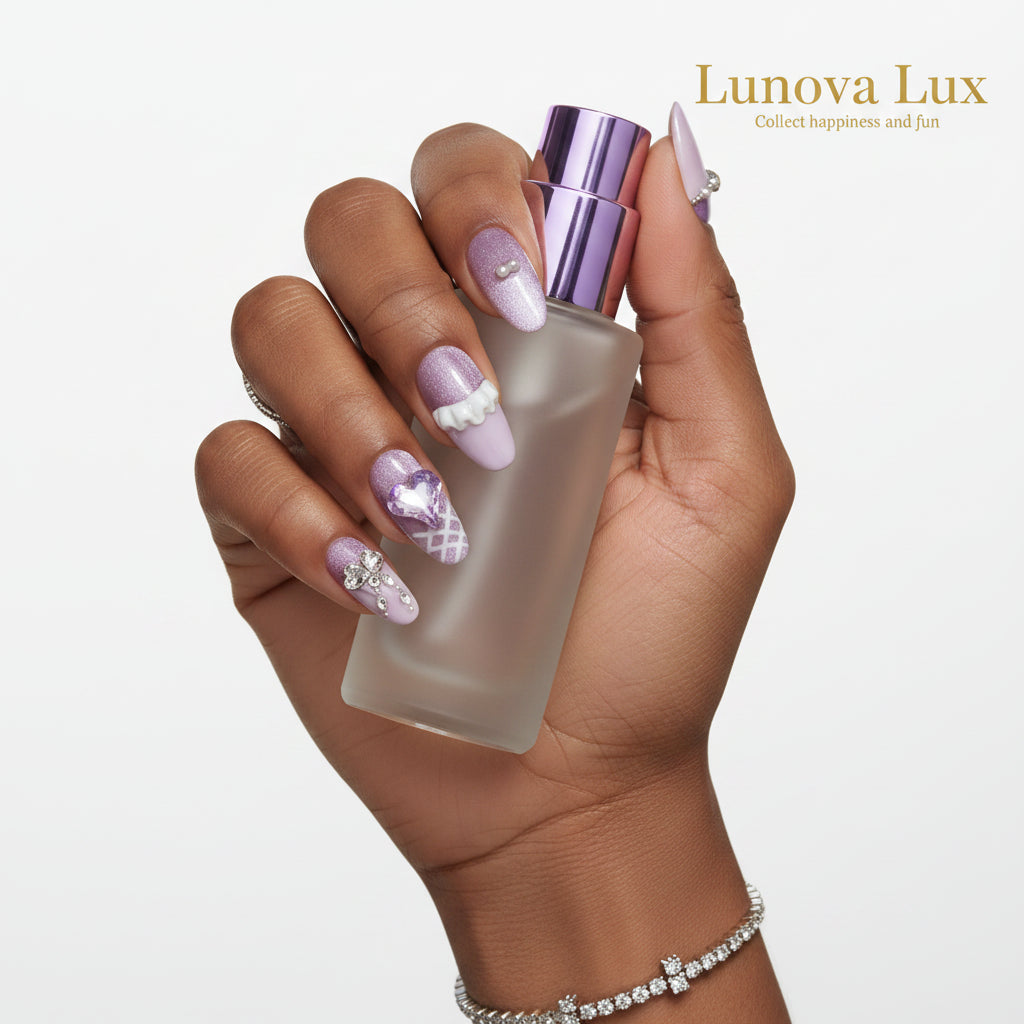 Pink Cat Eye French Almond Nails