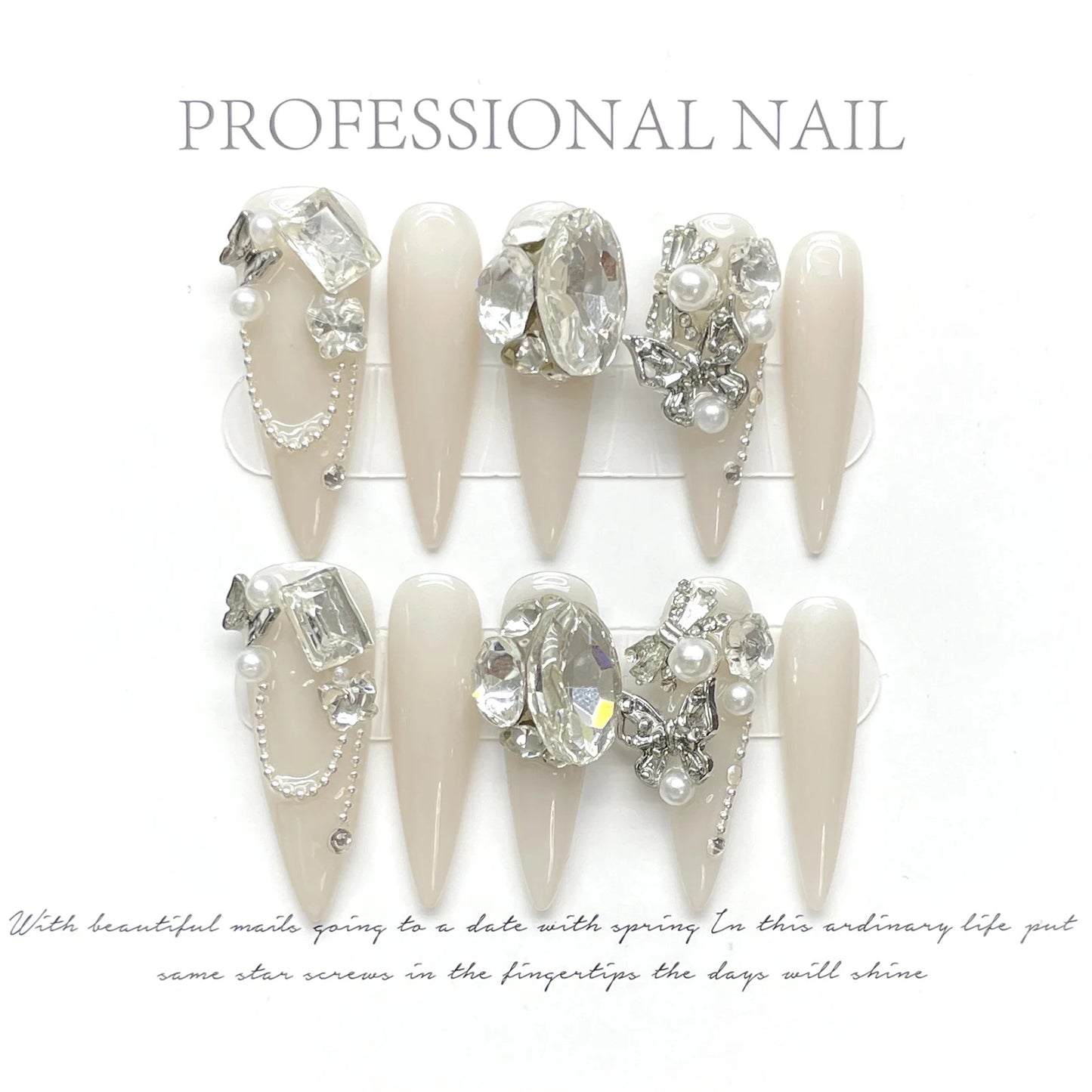 Luxury Flash Rhinestone Long Stiletto Press-On Nails
