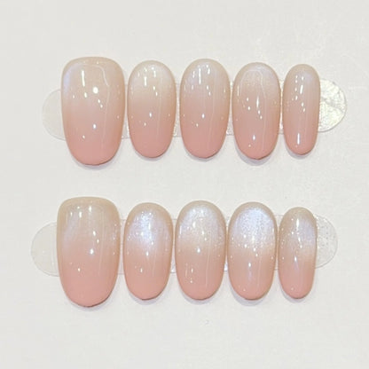Red Cat Eye Mid-Length Almond Press-On Nails