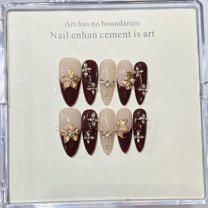 Butterfly Camellia Long Stiletto Press-On Nails