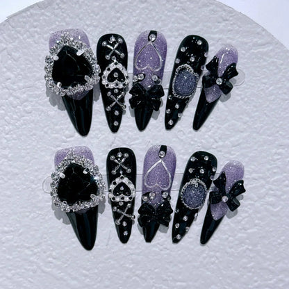 Butterfly Camellia Long Stiletto Press-On Nails