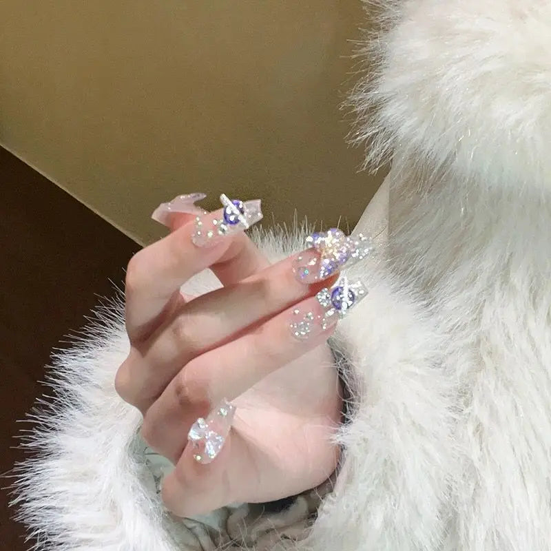 Planet Butterfly Glitter Press-On Nails
