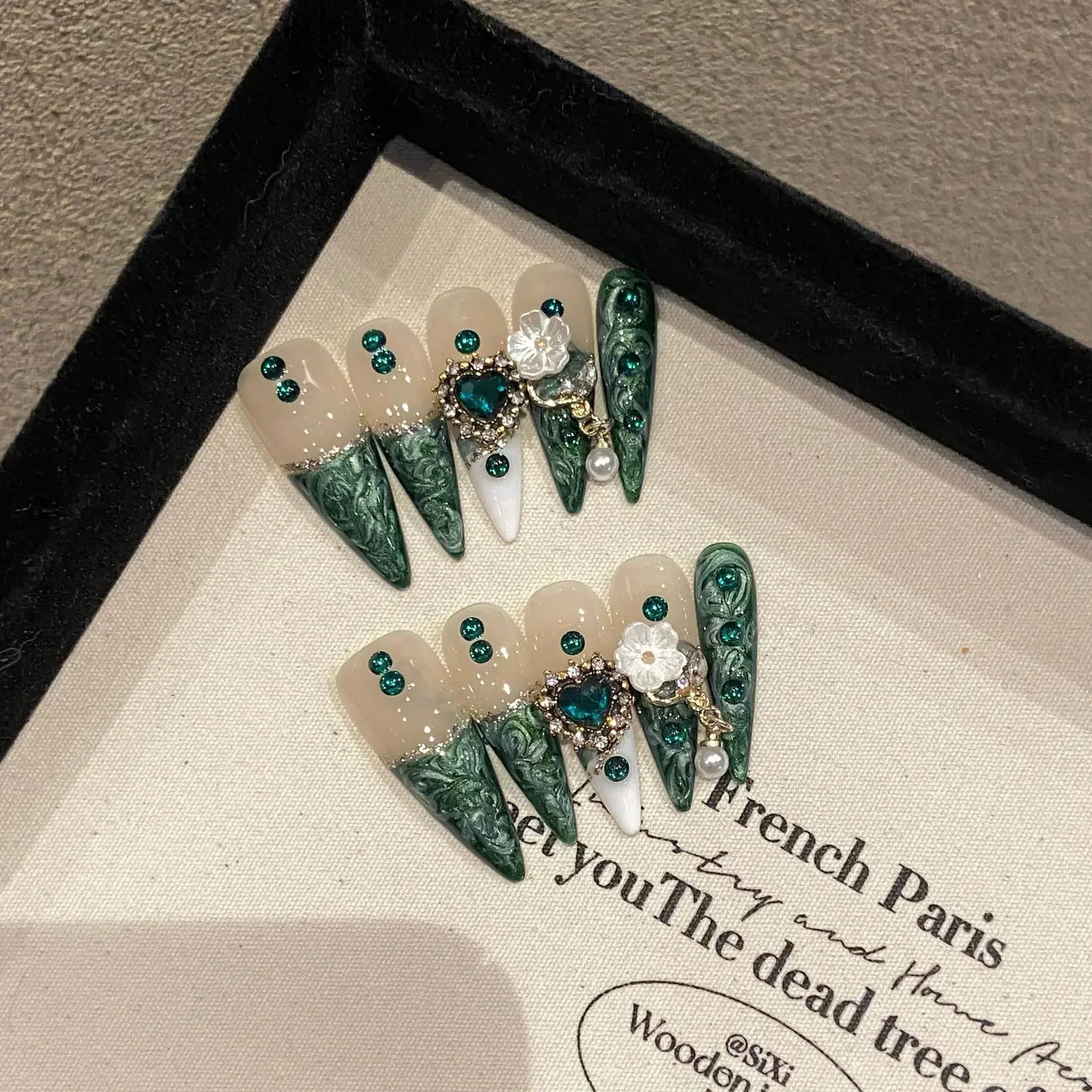Butterfly Camellia Long Stiletto Press-On Nails