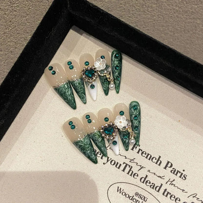 Butterfly Camellia Long Stiletto Press-On Nails