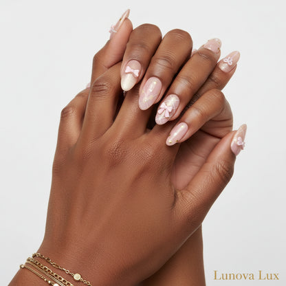 Pink Cat Eye French Almond Nails