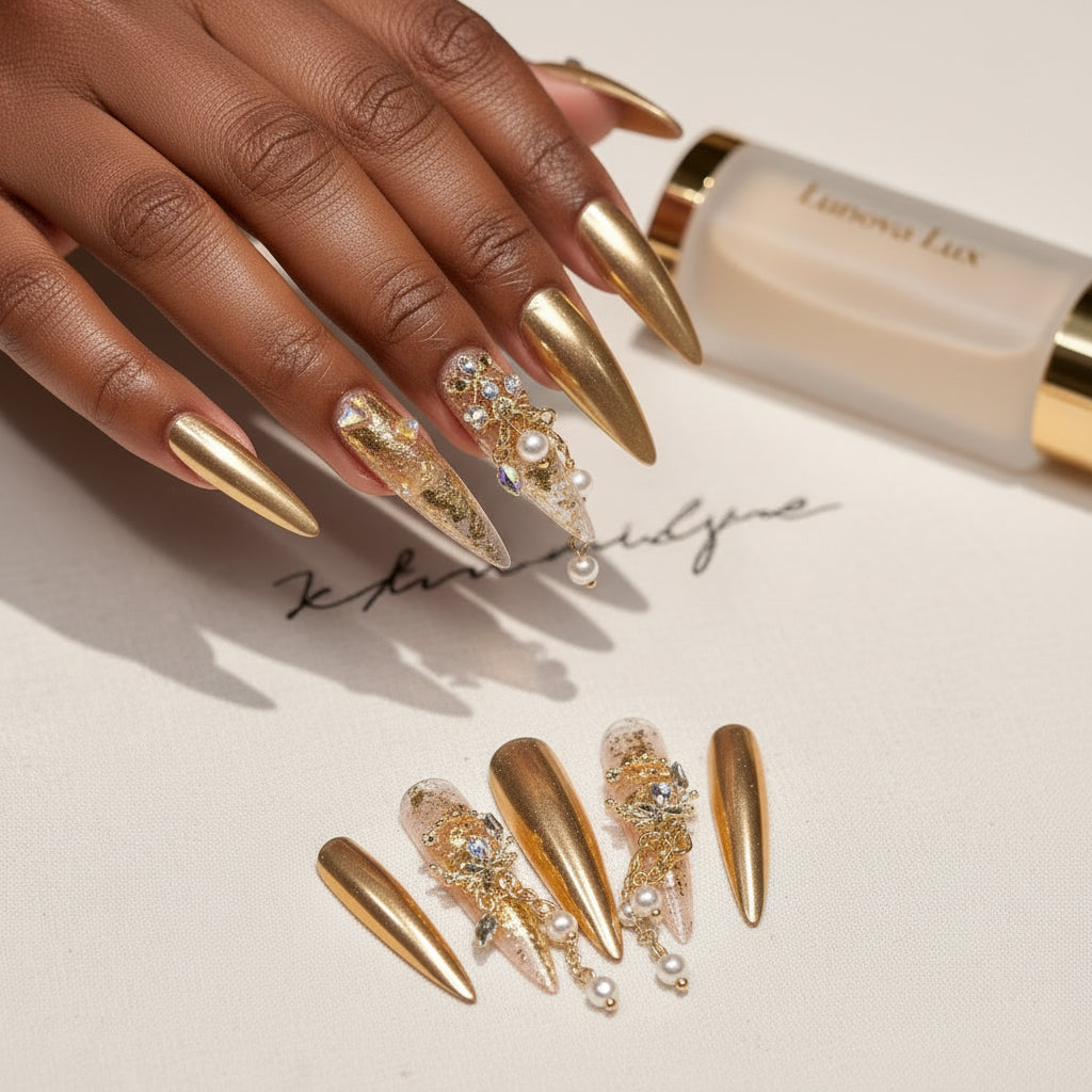 Rhinestone Stiletto Press-On Nails