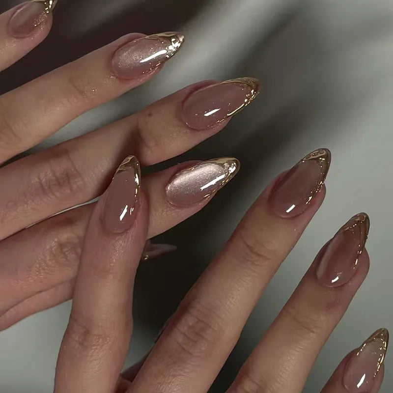 Blue Cat Eye Long Stiletto Press-On Nails