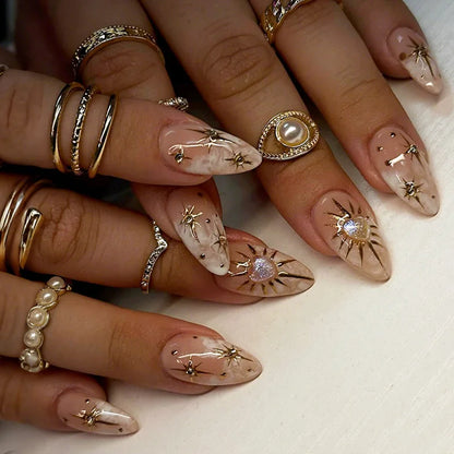 Blue Cat Eye Long Stiletto Press-On Nails