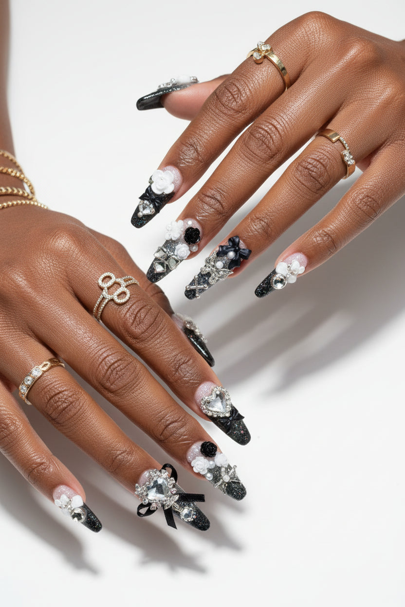 Y2k Punk Bow Coffin Nails