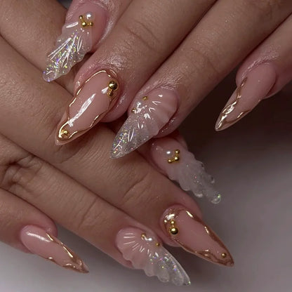 Blue Cat Eye Long Stiletto Press-On Nails