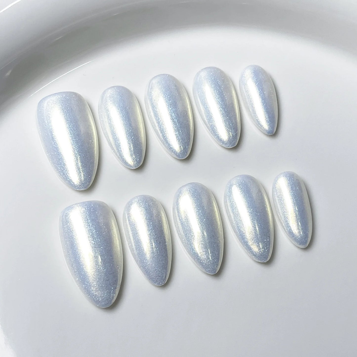 Red Cat Eye Mid-Length Almond Press-On Nails