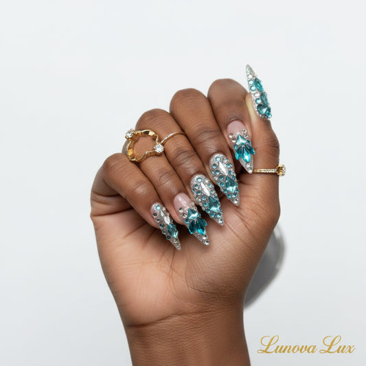 Blue Diamond French Stiletto Press-On Nails