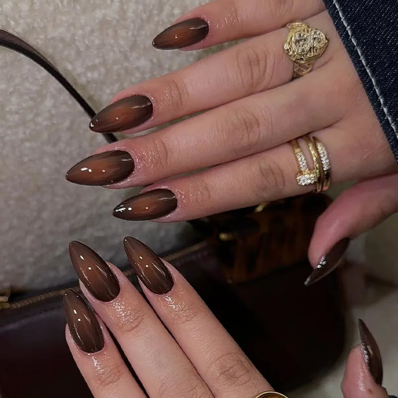 Blue Cat Eye Long Stiletto Press-On Nails
