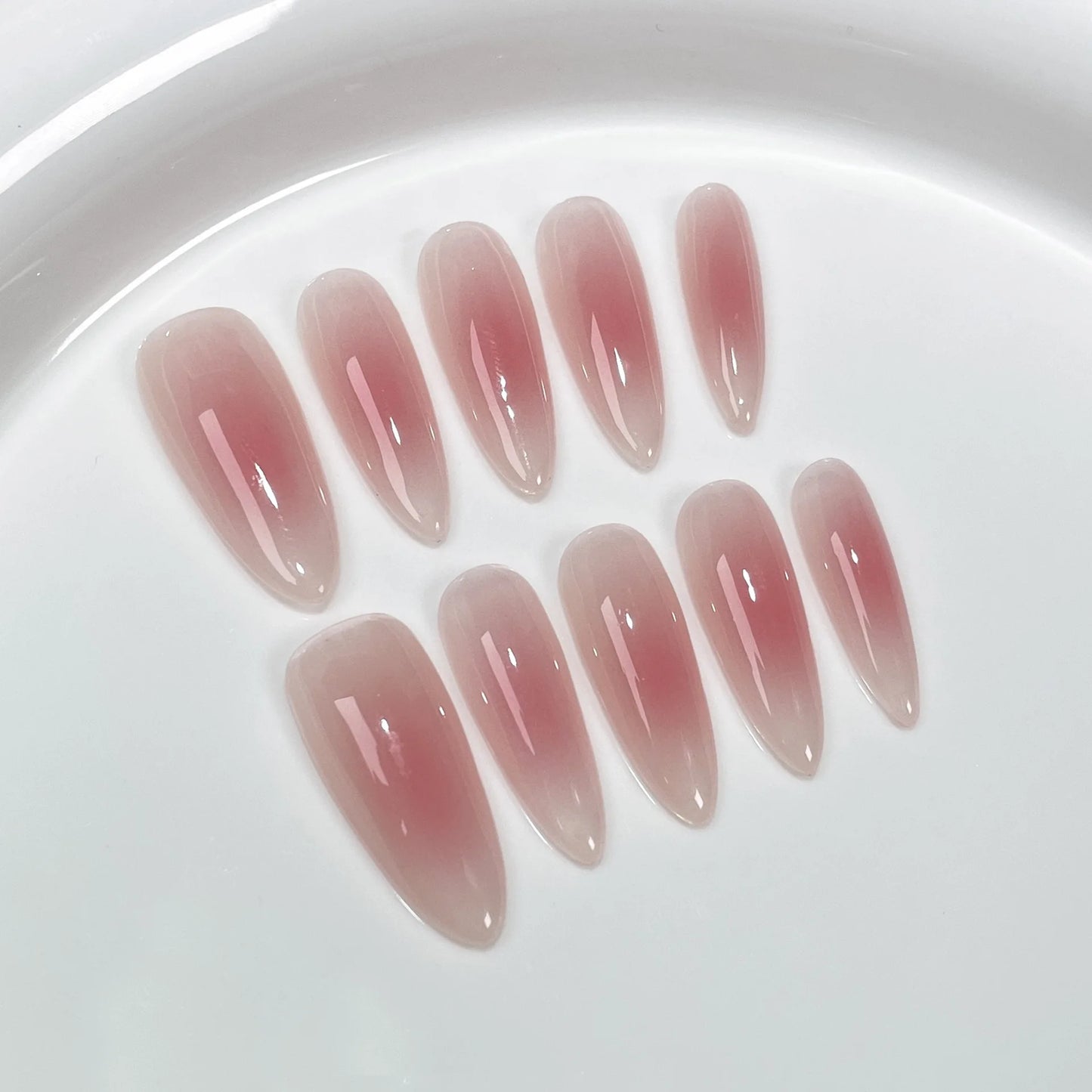 Red Cat Eye Mid-Length Almond Press-On Nails