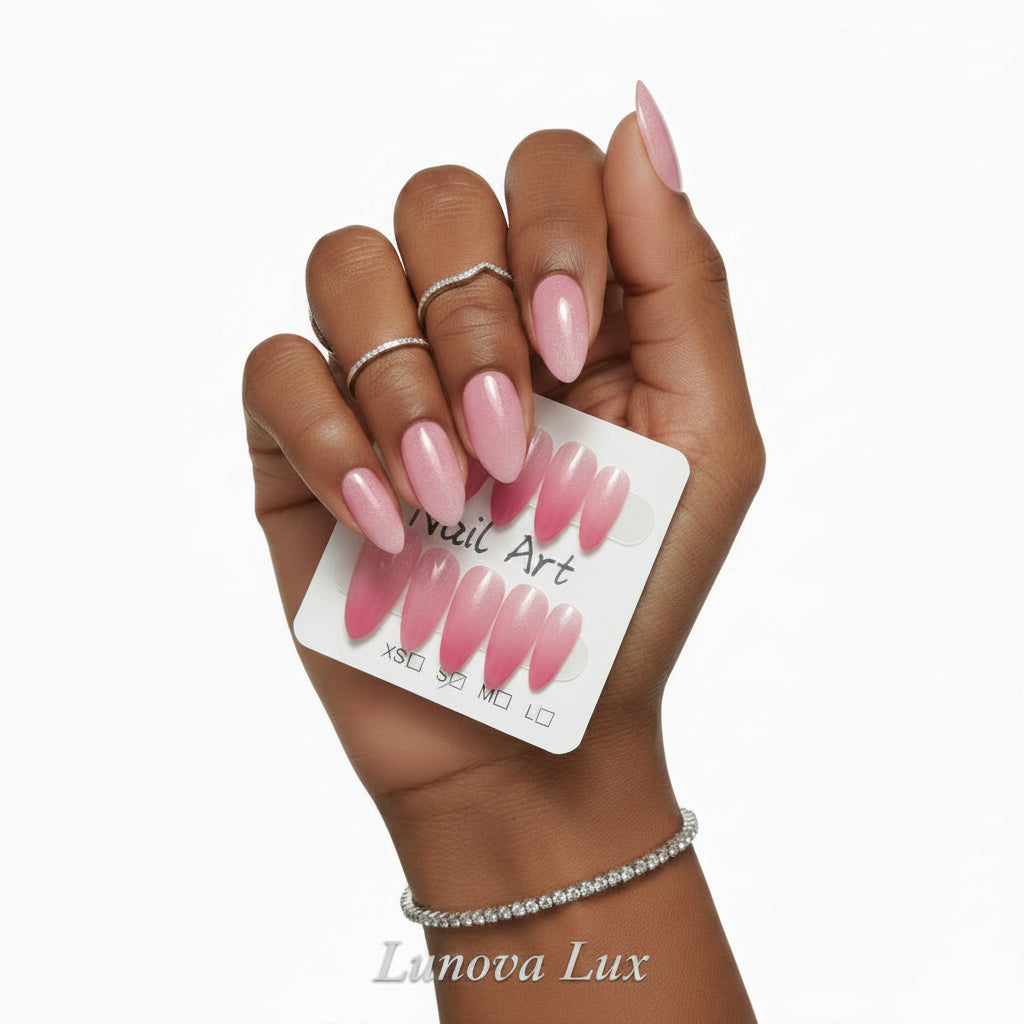 Pink Pearl Cat Eye Nails