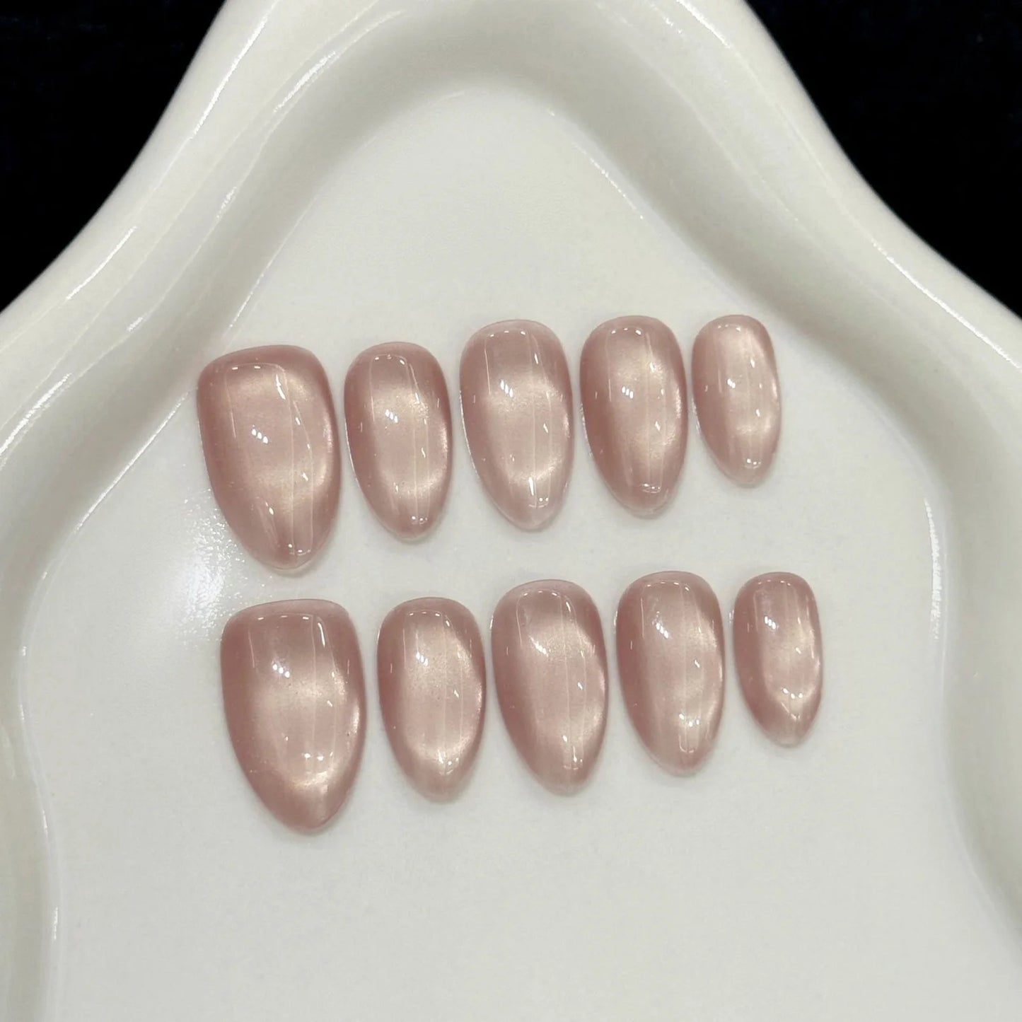 Glass Bead Cat Eye French Press-On Nails
