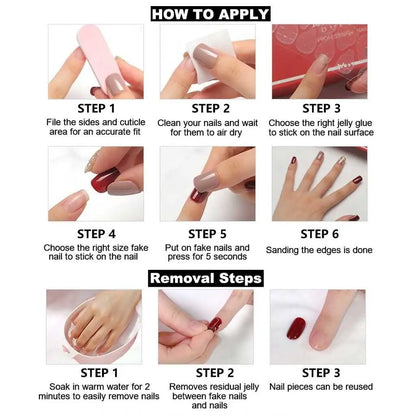 Black French Cross Long Duck Press-On Nails