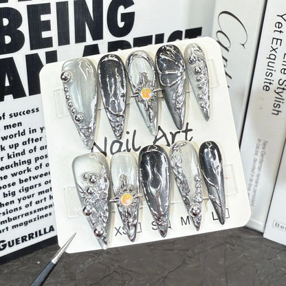Butterfly Camellia Long Stiletto Press-On Nails