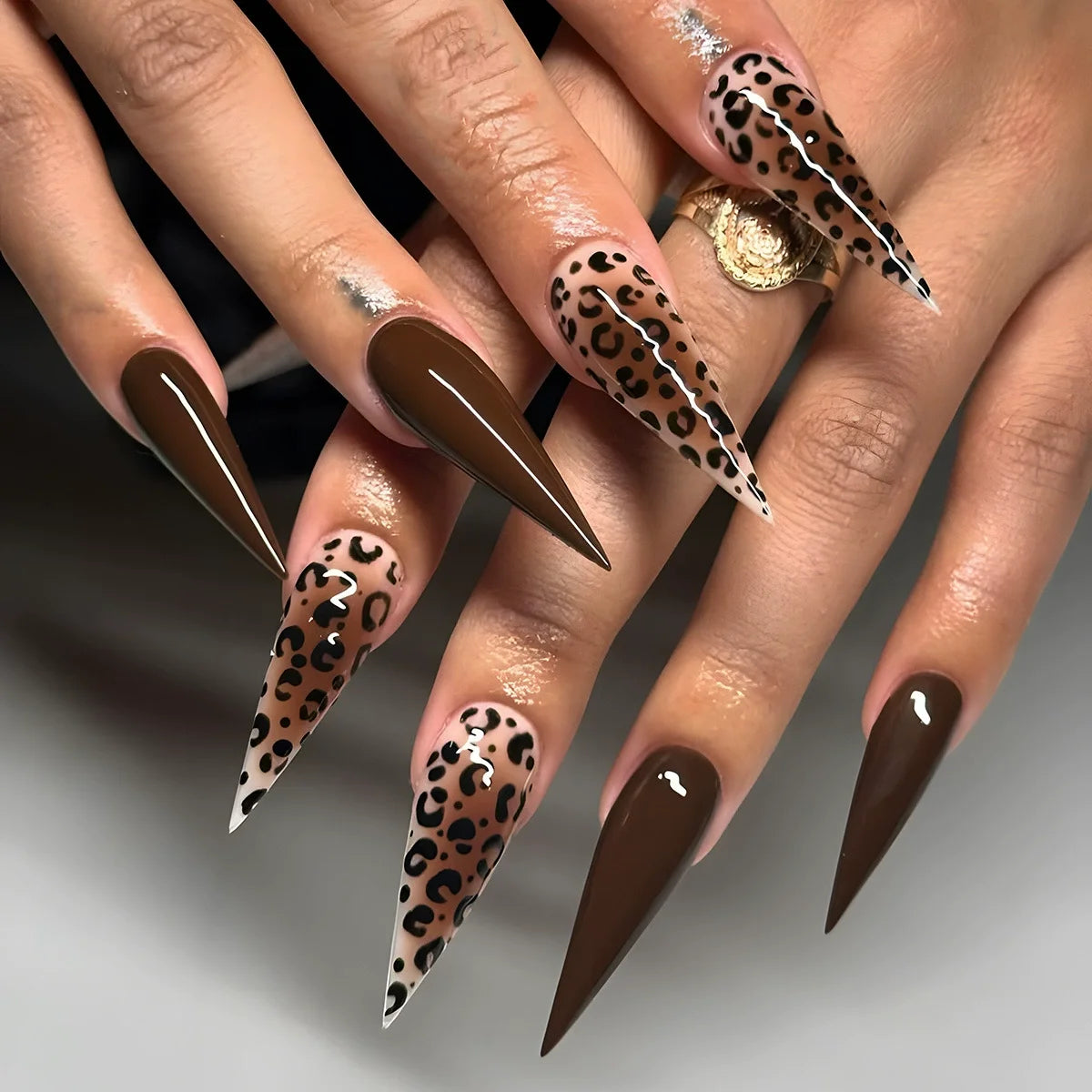 Blue Cat Eye Long Stiletto Press-On Nails