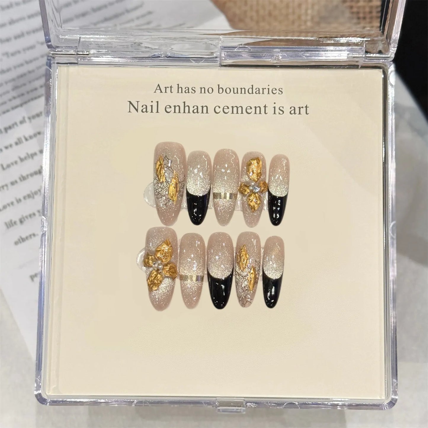 3D Hand-Carved Petal Almond Press-On Nails