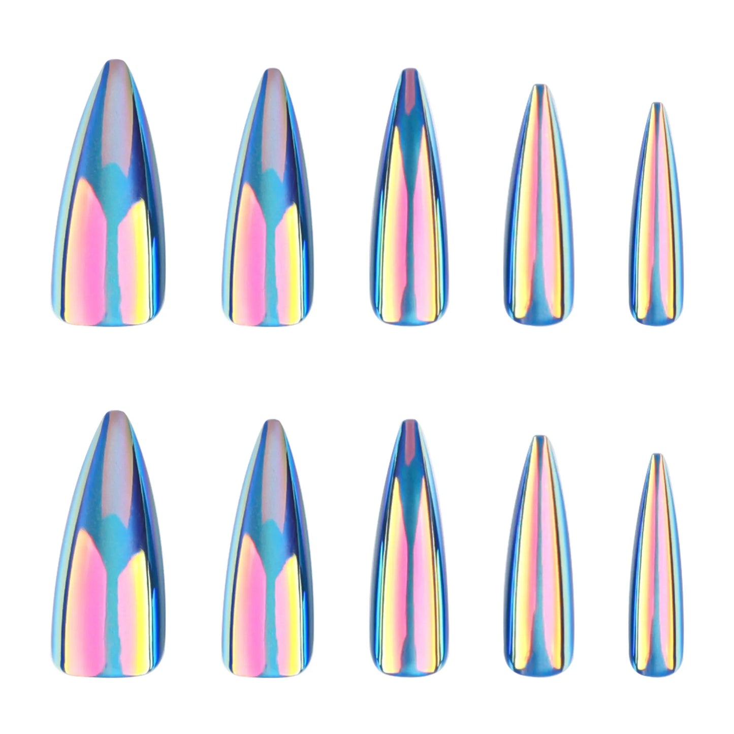 Blue Cat Eye Long Stiletto Press-On Nails