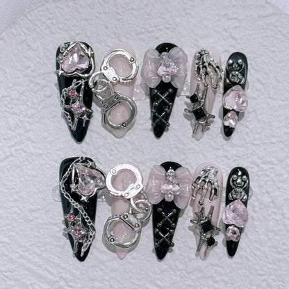 Butterfly Camellia Long Stiletto Press-On Nails