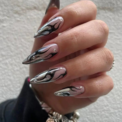 Blue Cat Eye Long Stiletto Press-On Nails