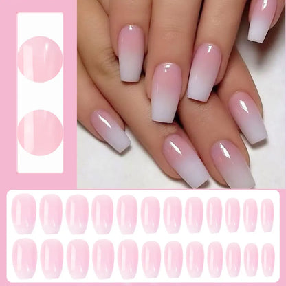 Pink Moon Star Rhinestone Long Coffin Press-On Nails