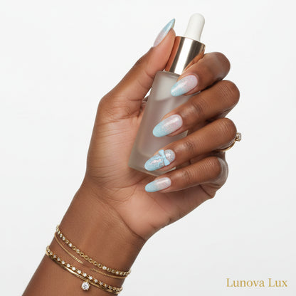 Pink Cat Eye French Almond Nails