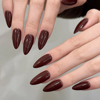 Red Cat Eye Mid-Length Almond Press-On Nails