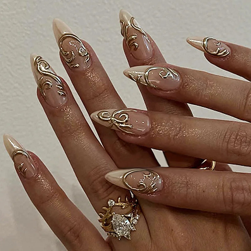 Blue Cat Eye Long Stiletto Press-On Nails