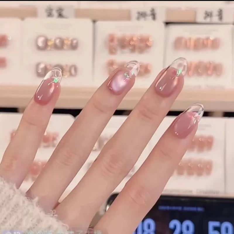 Cherry Blossom Aurora Coffin Nails