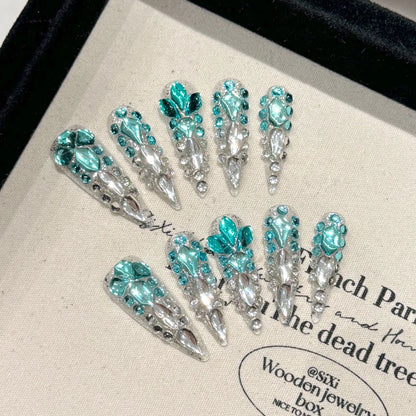 Luxury Flash Rhinestone Long Stiletto Press-On Nails