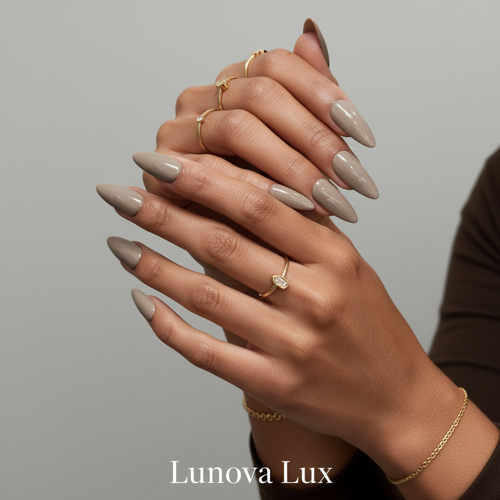Nude Beige Almond Nails