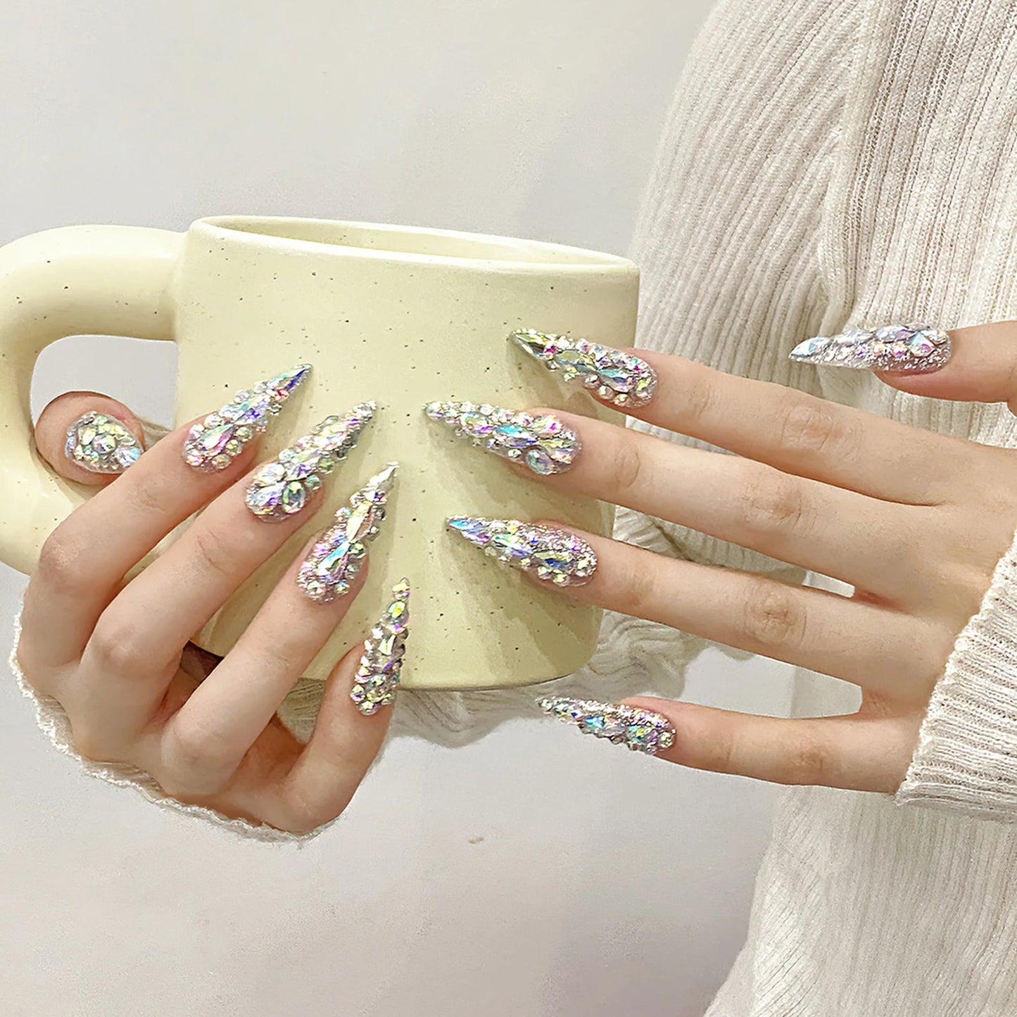 Aurora Crystal Stiletto Nails