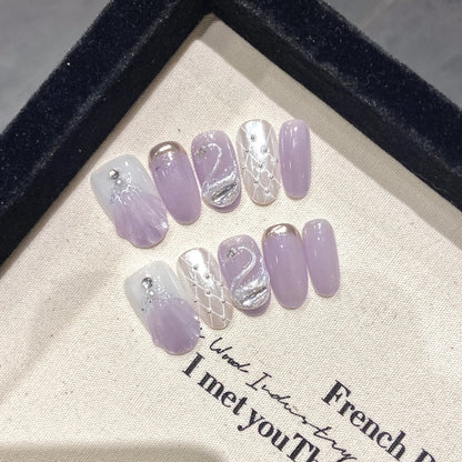 Blue Aurora Mermaid Almond Press-On Nails