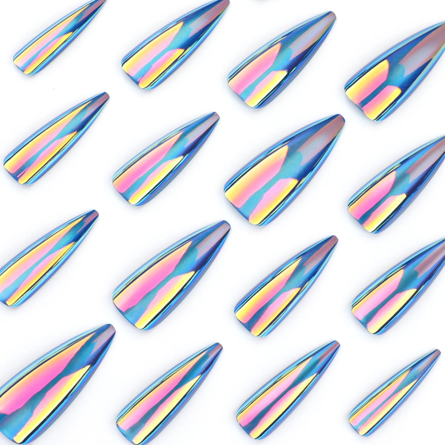 Blue Cat Eye Long Stiletto Press-On Nails