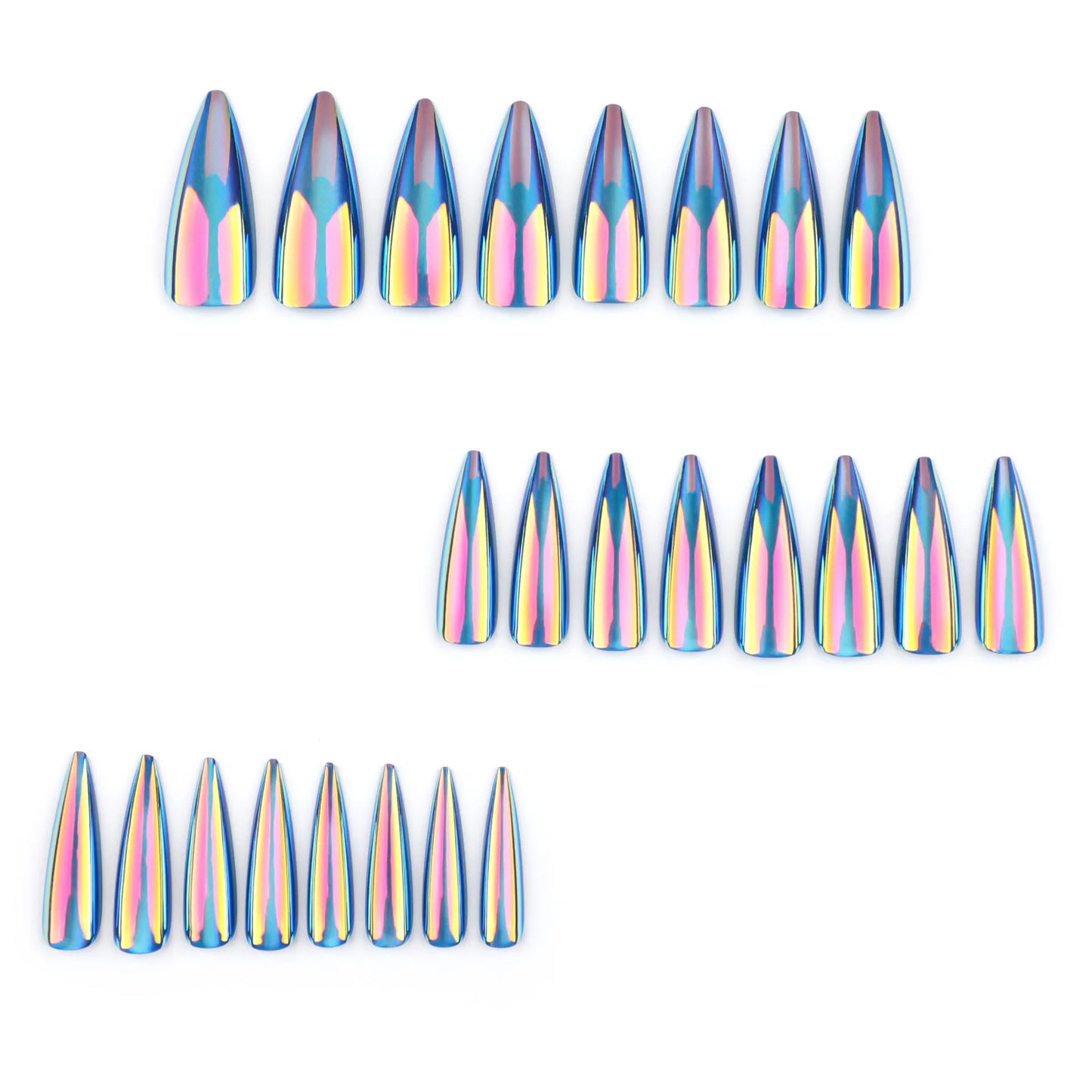 Blue Cat Eye Long Stiletto Press-On Nails