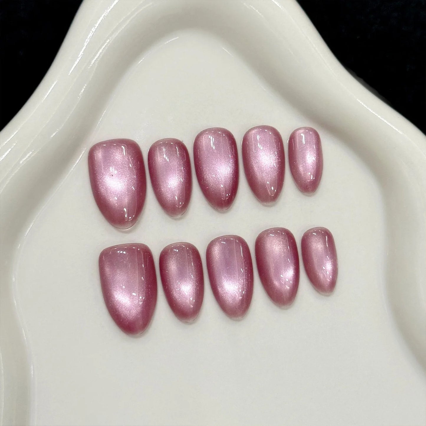 Glass Bead Cat Eye French Press-On Nails