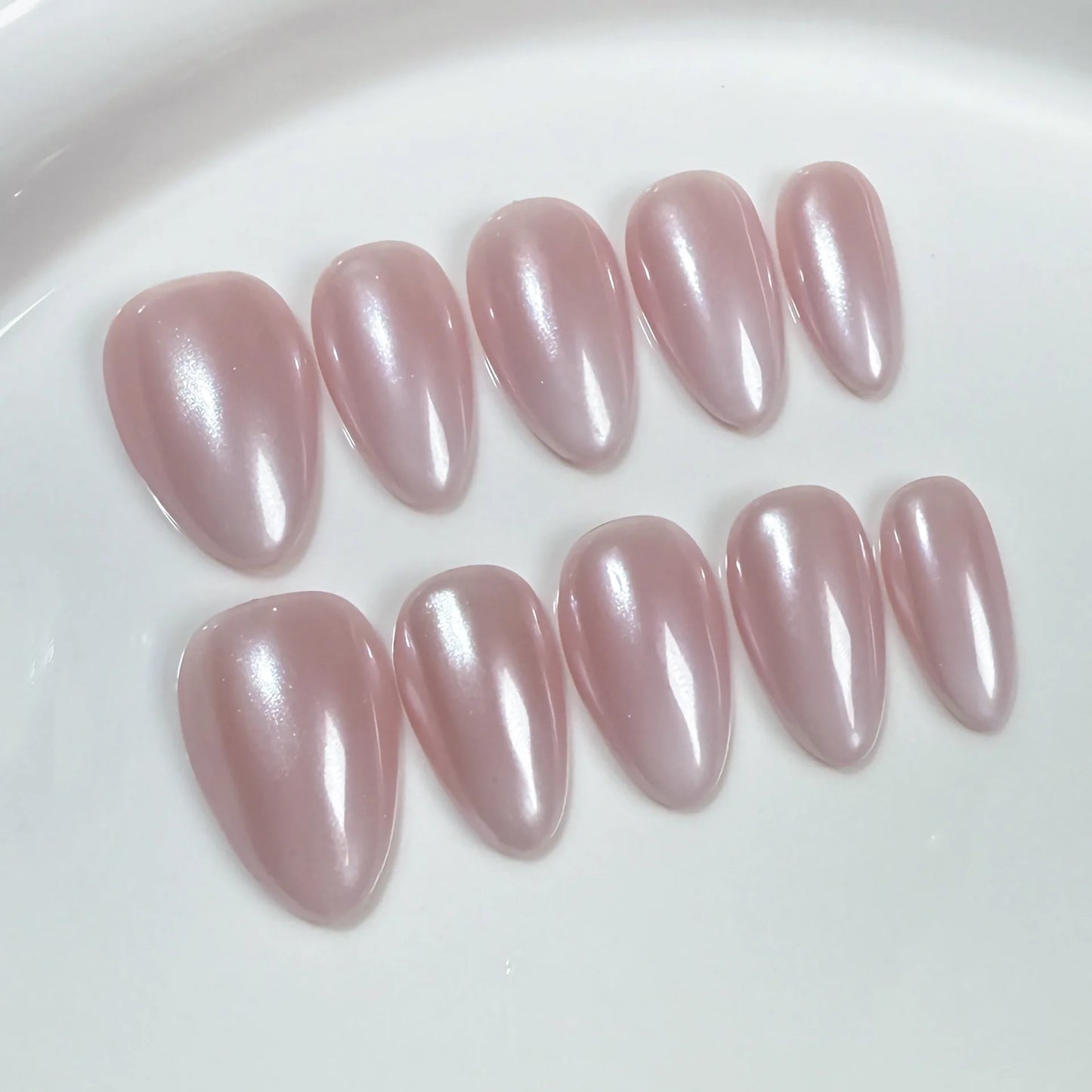 Red Cat Eye Mid-Length Almond Press-On Nails