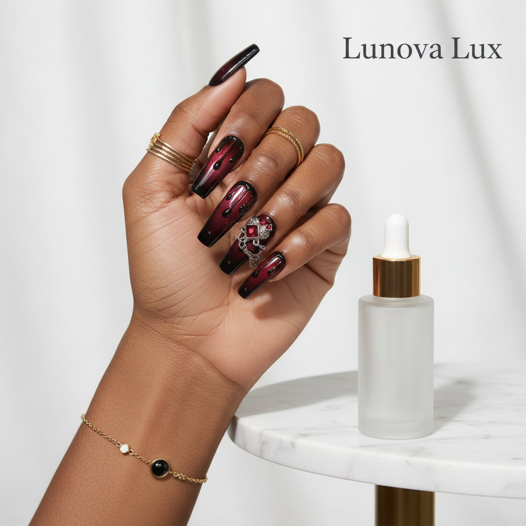Blood Red Cat Eye Nails