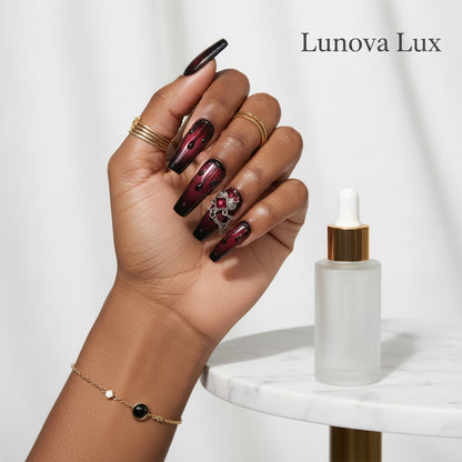 Blood Red Cat Eye Nails