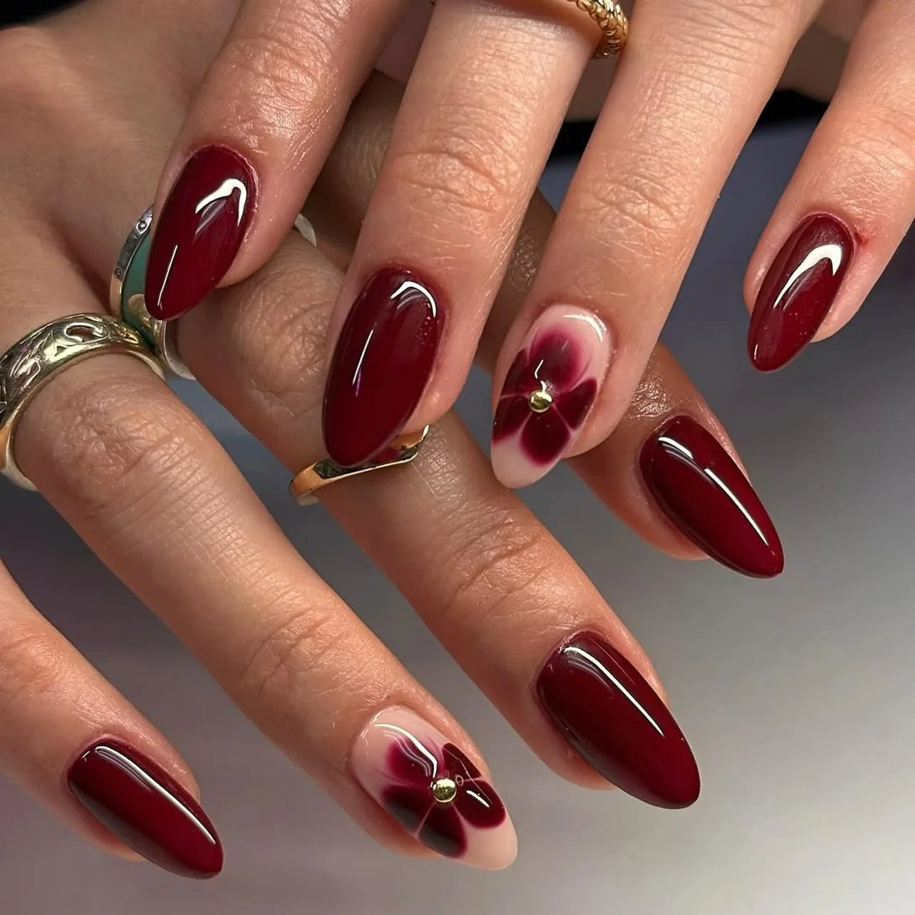 Blue Cat Eye Long Stiletto Press-On Nails