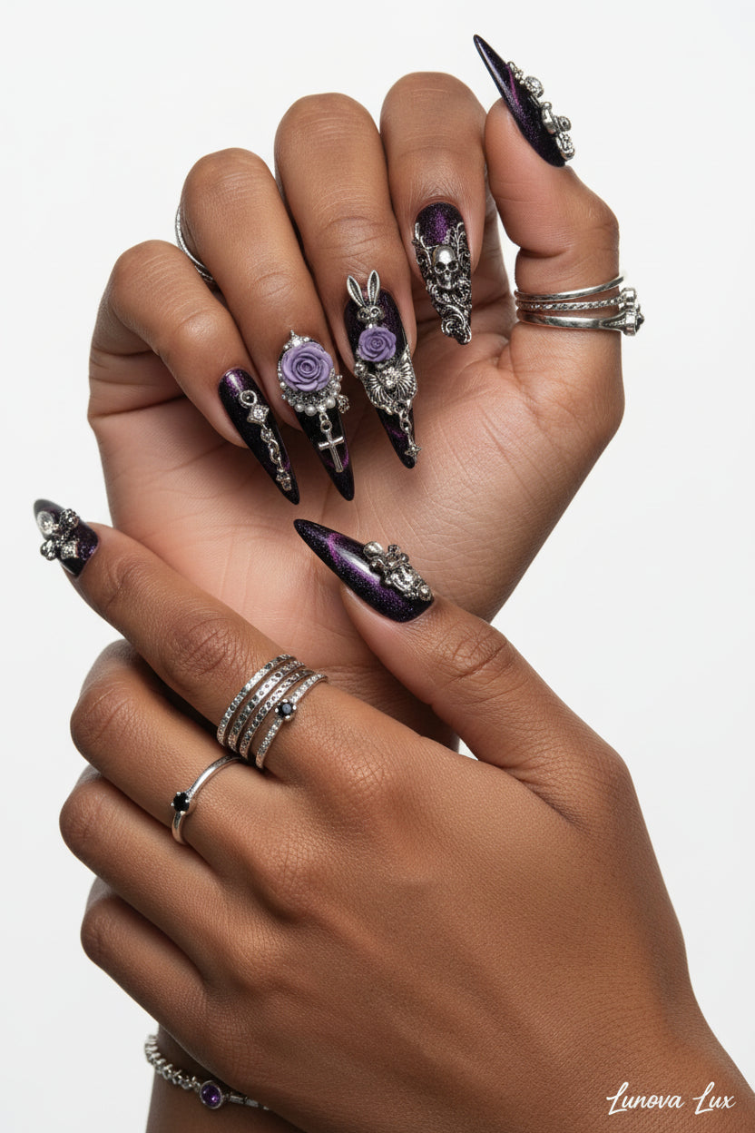 Y2k Punk Bow Coffin Nails