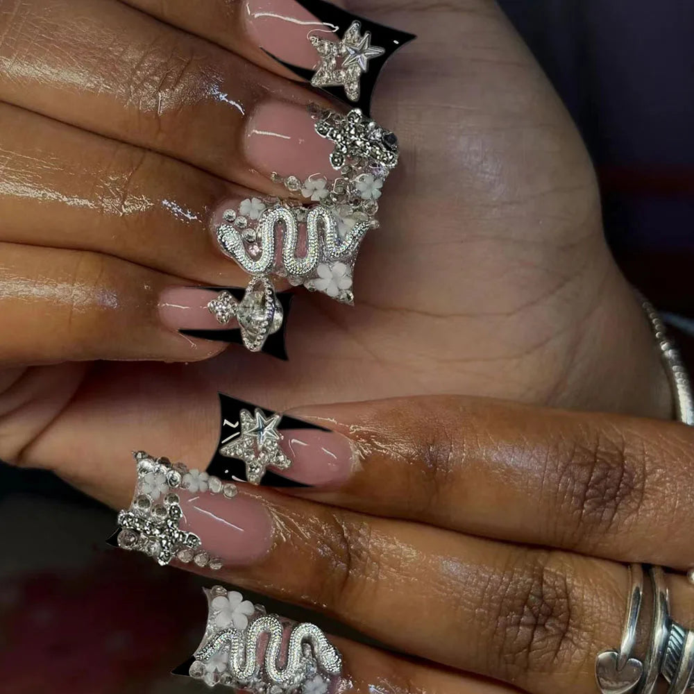 Gothic Cross Snake Duck Nails