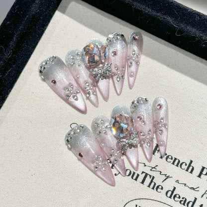 Luxury Flash Rhinestone Long Stiletto Press-On Nails
