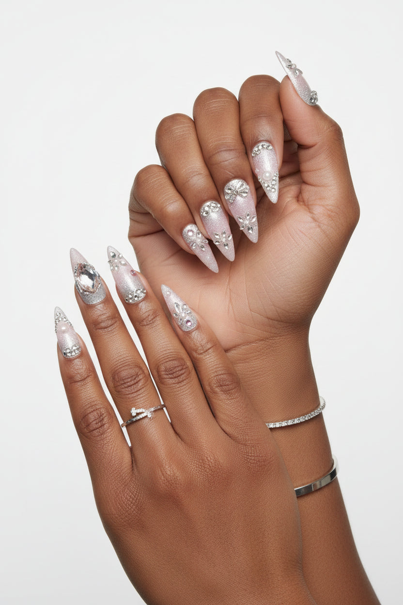 Rhinestone Stiletto Press-On Nails